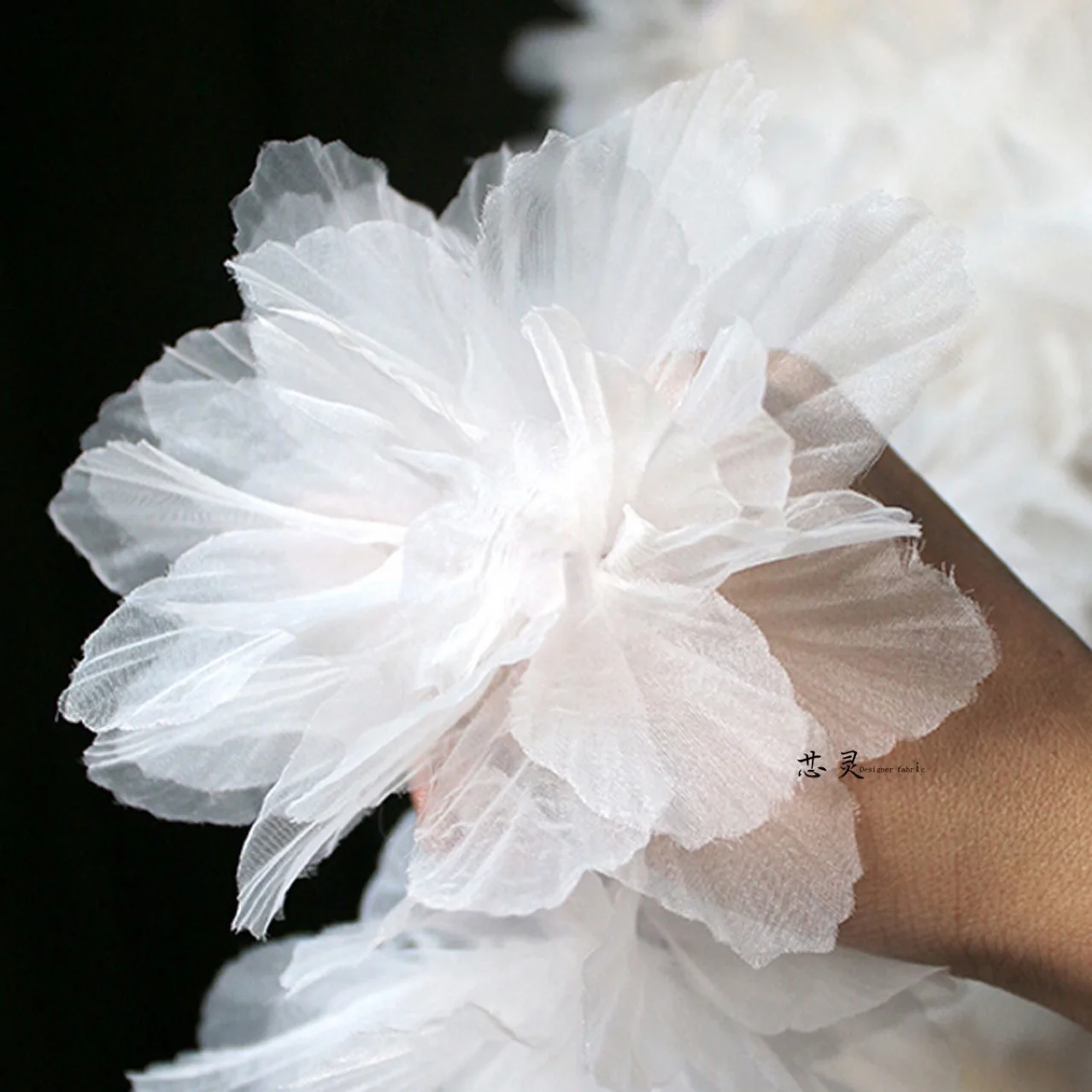 14cm Large size 3D organza Lace  connected Flower Trim DIY For garment Party wedding Accessories