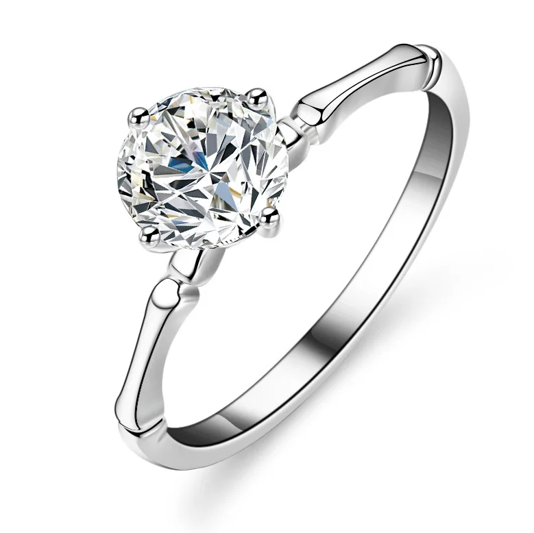 Vintage Bamboo Joint Shape 925 Sterling Silver Gra Certificate Vvs 1Ct Diamond Moissanite Ring For Women Wedding Fashion Jewelry