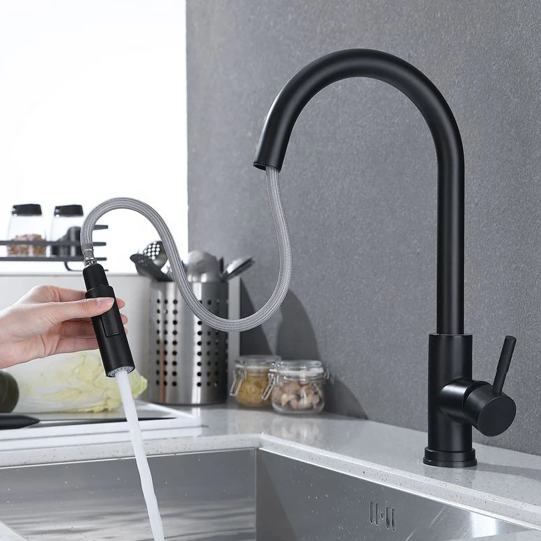 Black Pull Out Water Tap Kitchen Sink Faucet 2 Functions Sprayer Touch Sensor Kitchen Faucet Stainless Steel