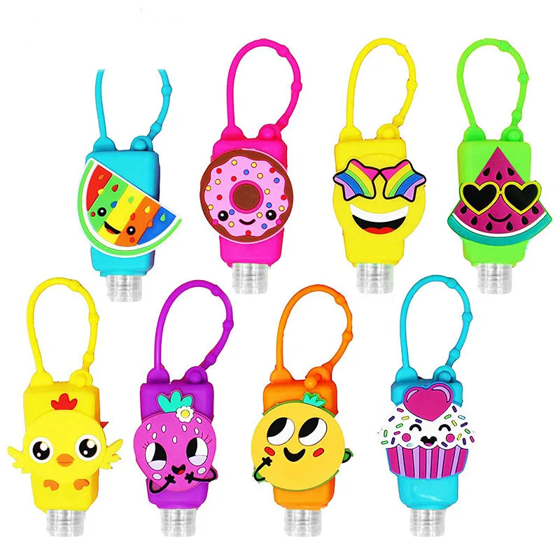 Портативный детский многоразовый Мини милый мультяшный дорожный брелок для ключей силиконовый держатель для геля подарок брелок дезинфицирующее средство для рук
