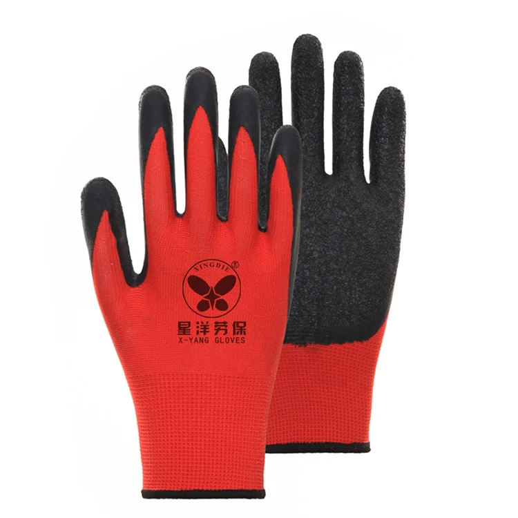 
Industrial safety rubber hand protective wholesale construction anti slip grip heavy duty latex coated working gloves 