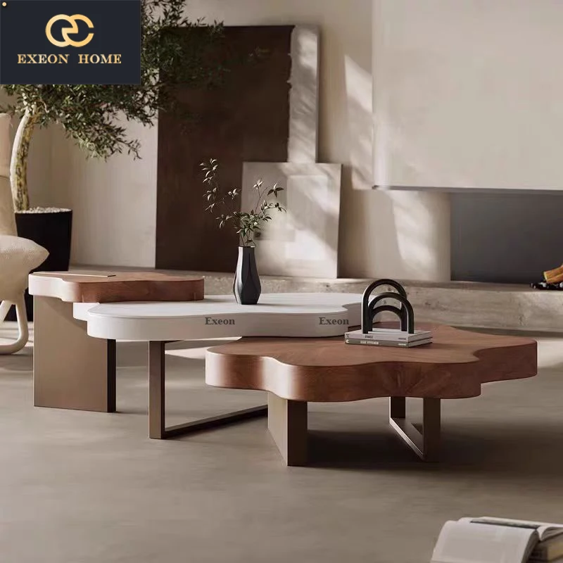 New Italian light Luxury Cloud Shaped Wooden Tea Table Home Room Creative Luxury Tea Table
