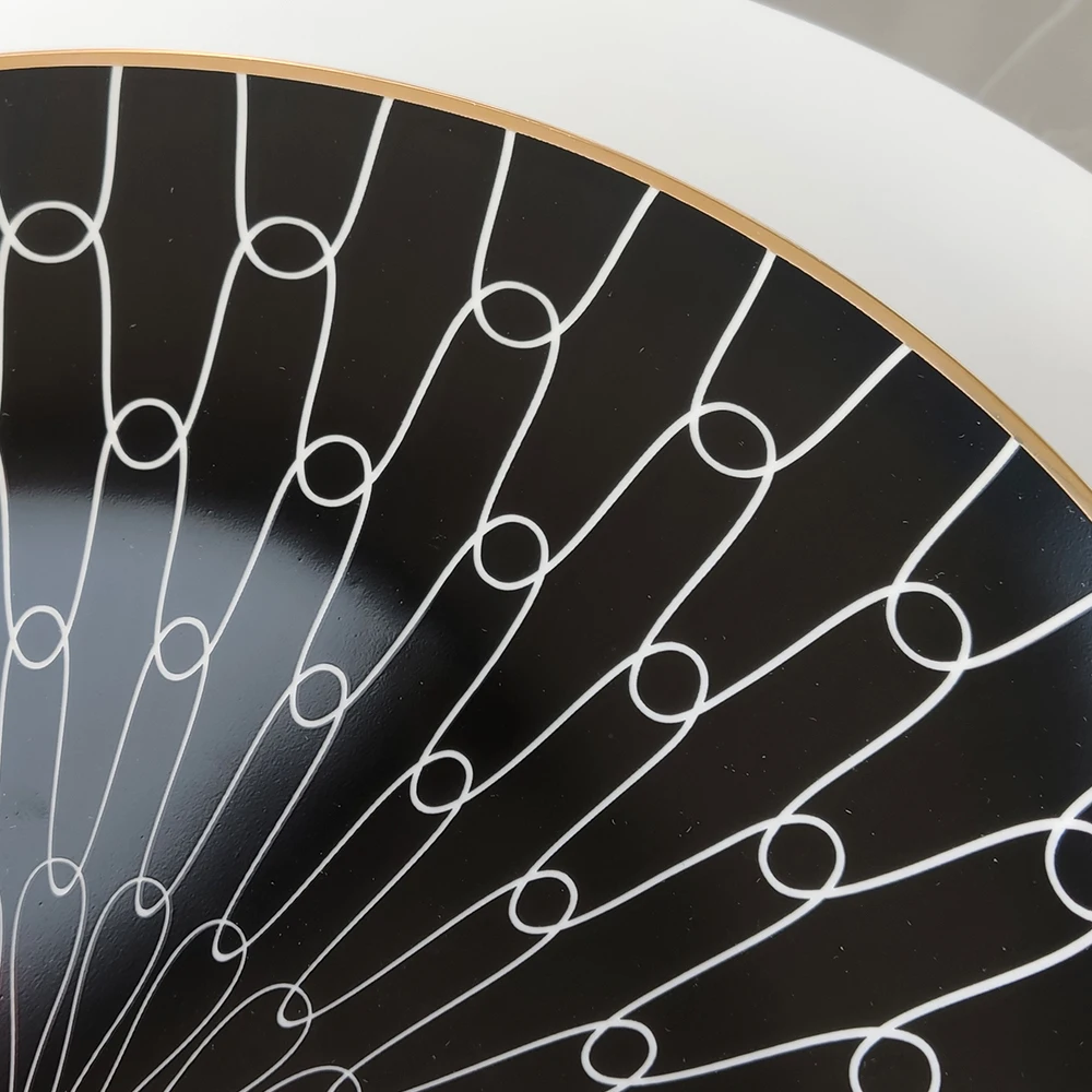 nordic light luxury wedding black marble plates ceramic dinner sets with gold rimmed