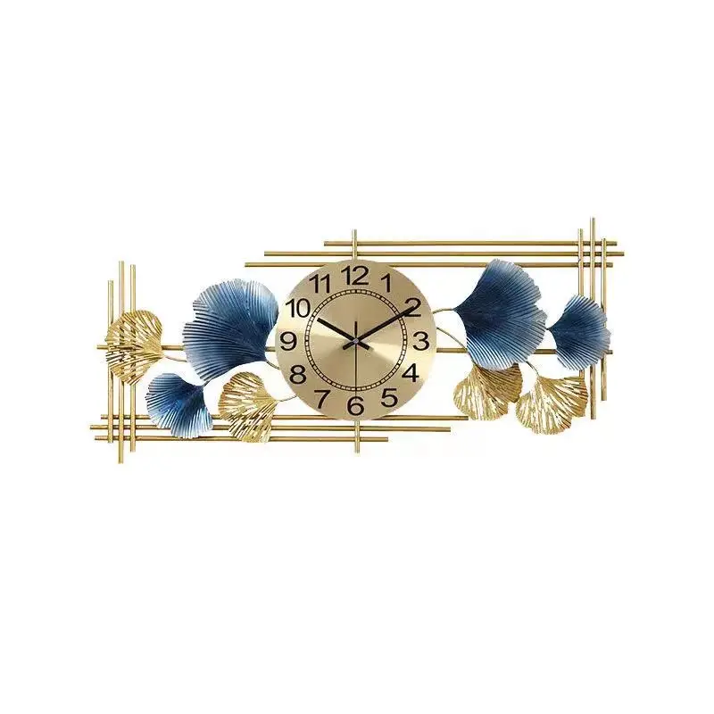 Wall Clock and watch wall decoration Leaves Design northern Europe light luxury for  living room Iron Art