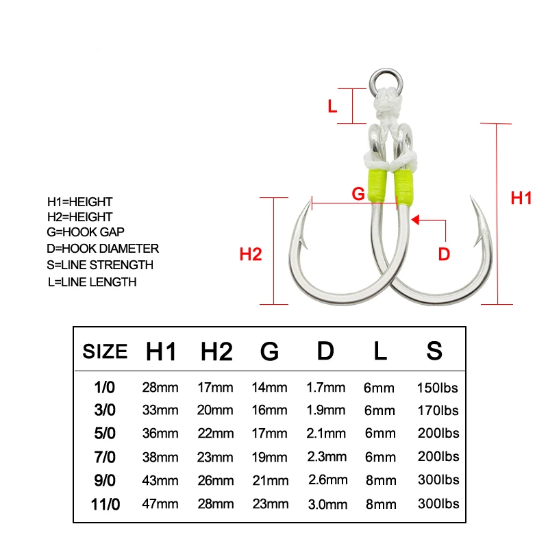 150-300LB pull power assist hook jigging jig assist hook fishing assist hooks