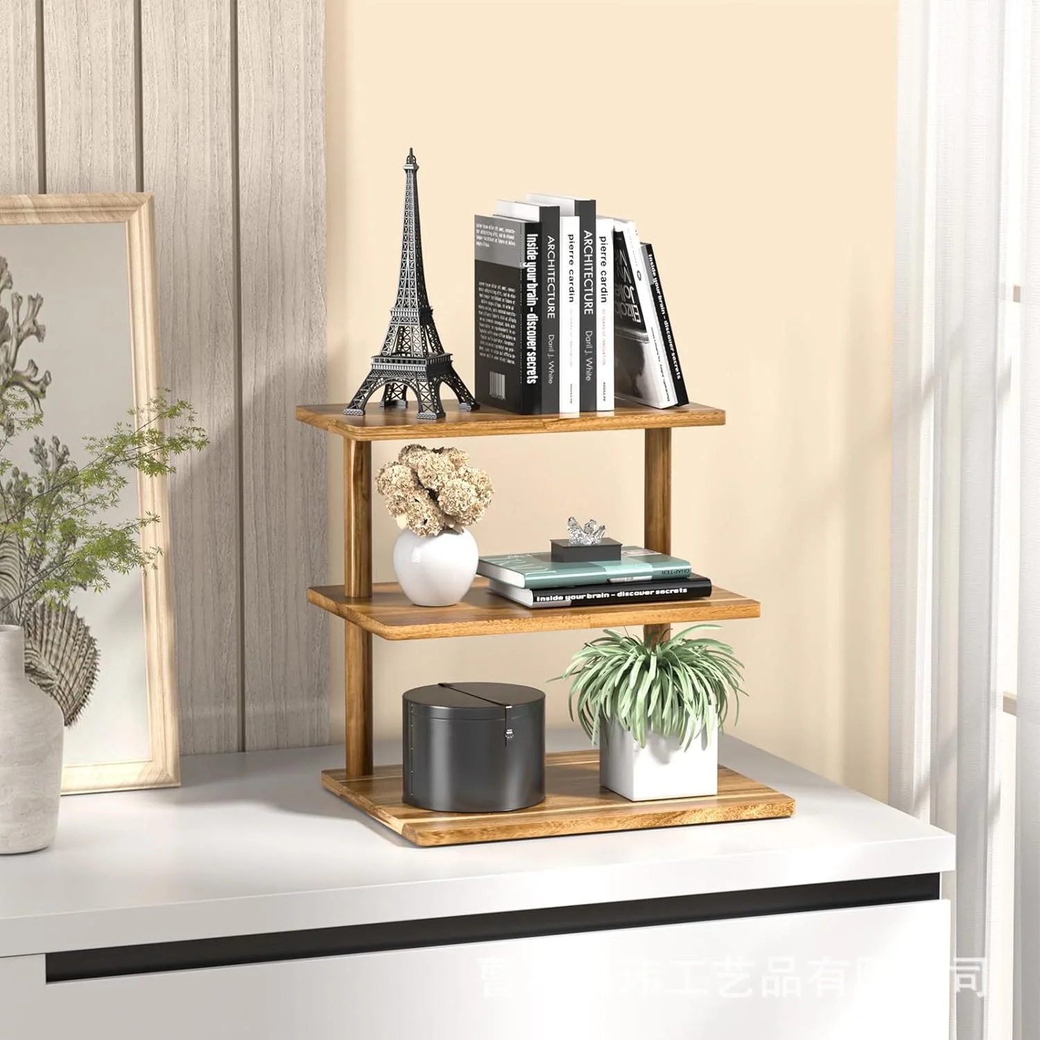 Wood Multi-functional Storage Rack Wooden Display Desktop Rack Storage Wooden Stationery Desktop for Household