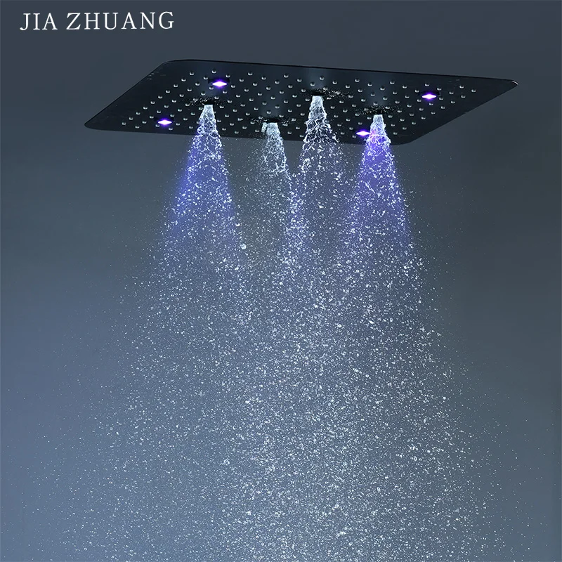 American New Style grifo de ducha 3 Hole Matt Black Modern Bathroom Led Shower Set Faucets