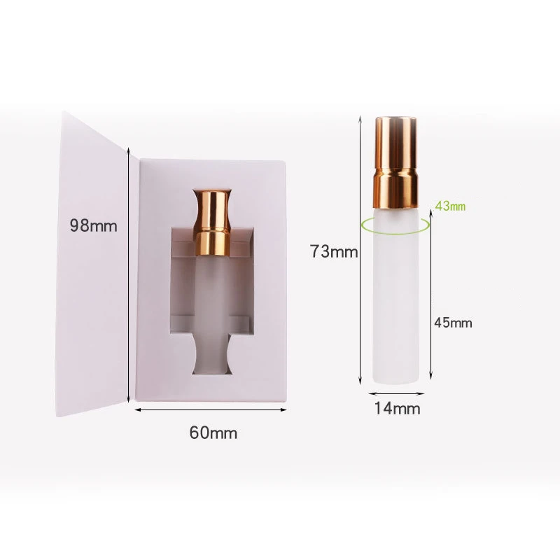 Hoe Sale Customized Paper Box For Perfume White Black Cardboard 3ml 5ml 10ml Eco Friendly Vial Perfume Sample Cards Packaging