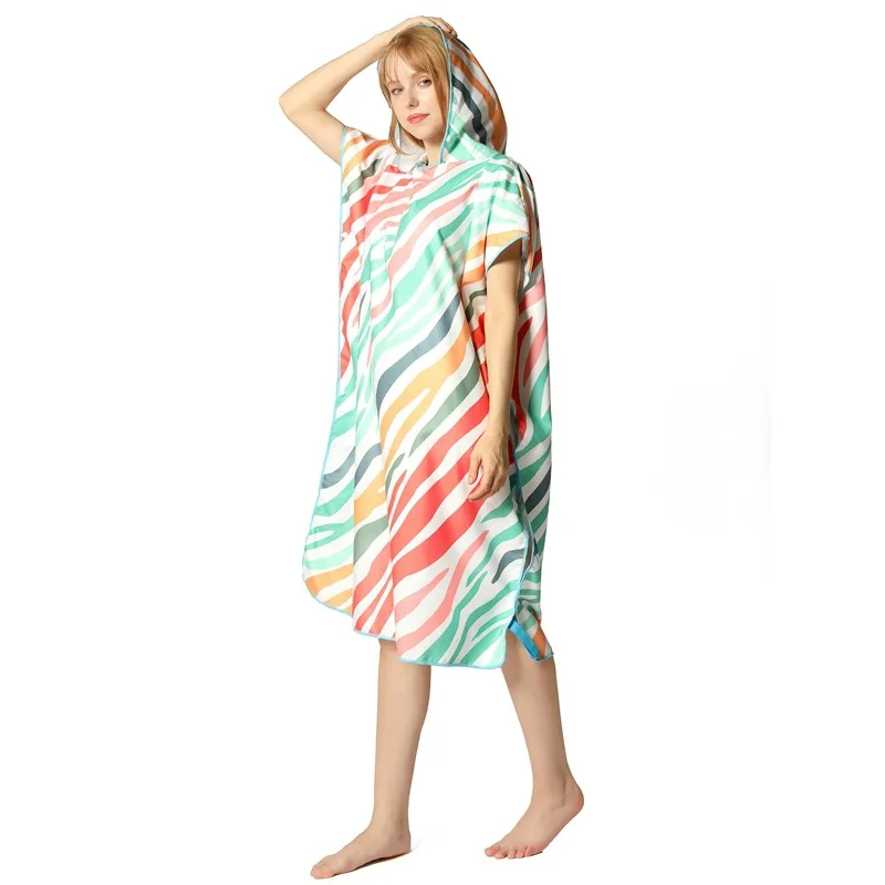 Printed adult bath towel cloak with hood absorbent quick-drying bathrobe can be worn for travel