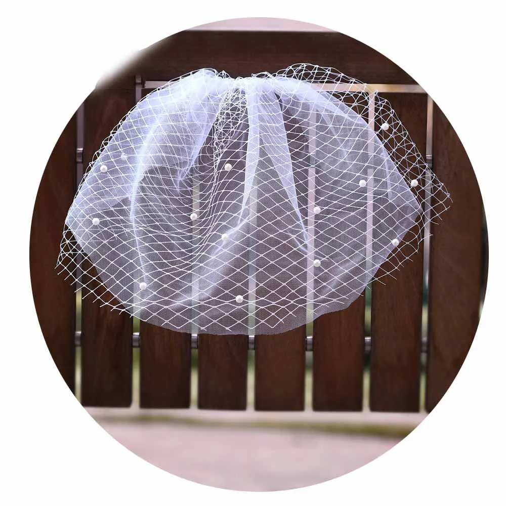 Genya Women Mesh Veils Bridal Birdcage Short Wedding Face Veil with Clip Tulle Gothic Bride Halloween Costume Veil