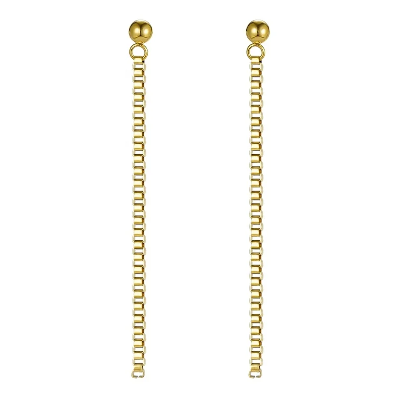 Custom High Quality 18K Gold Plated Earrings Fashion Jewelry Stainless Steel Double Paperclip link Chain Earrings For Women