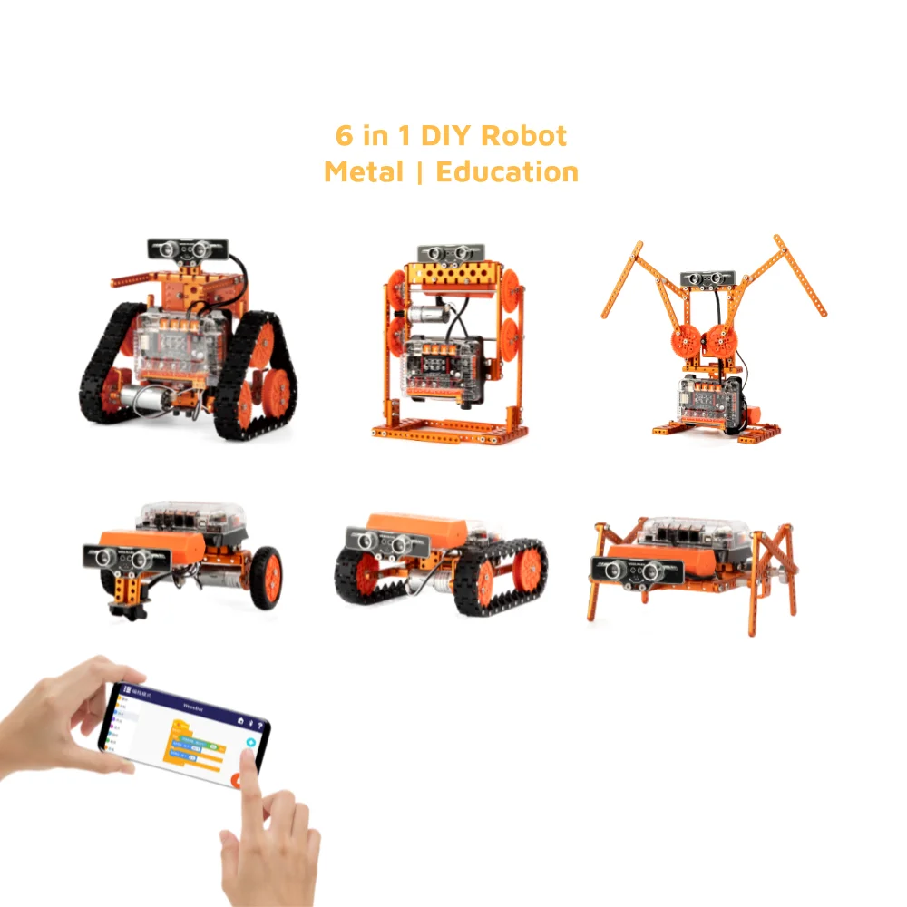 Mental 6 in 1 stem coding remote control following electric assembly car chassis app educational robots learning kit