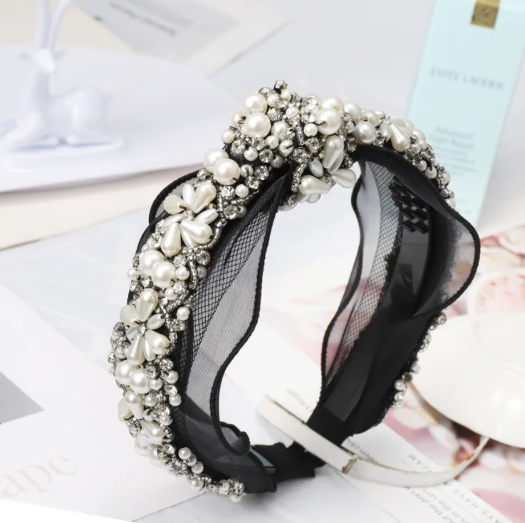 Bling с головными повязками; Женские зимние свадебные туфли отделкой жемчугом и прозрачными стразами в виде большой бант повязки на голову повязка для