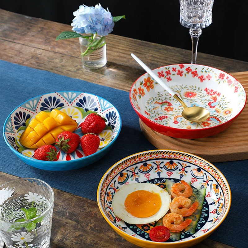 Tableware High-value New Ceramic Plates Colorful 8 10.5 7.5 Moroccan Bohemian Porcelain Dessert Plate Set Hotel Restaurant