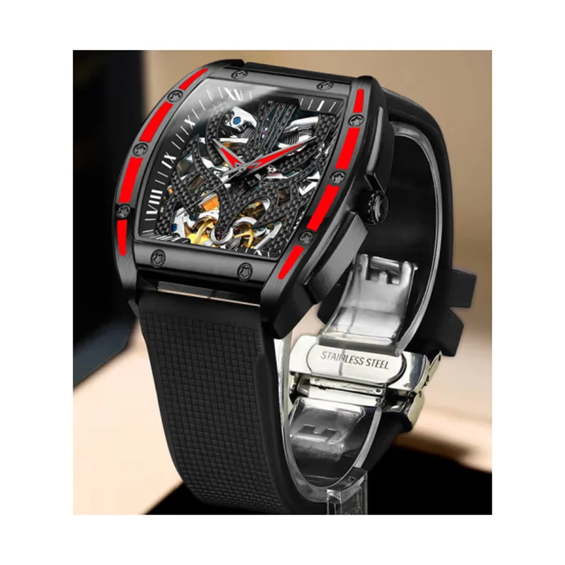 Мужские автоматические механические наручные часы с корпусом из нержавеющей стали