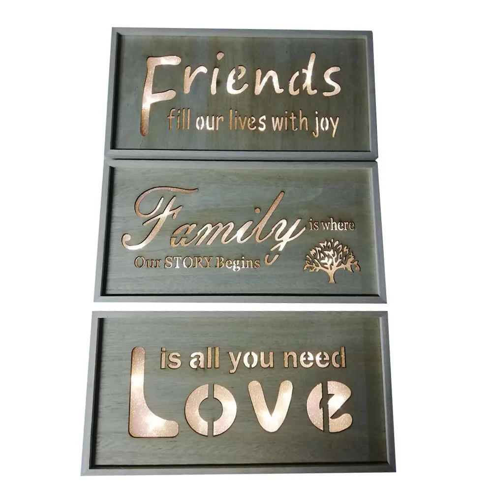 Hot sale Christmas decorations luminous LED wooden ornament home decor wooden craft with led