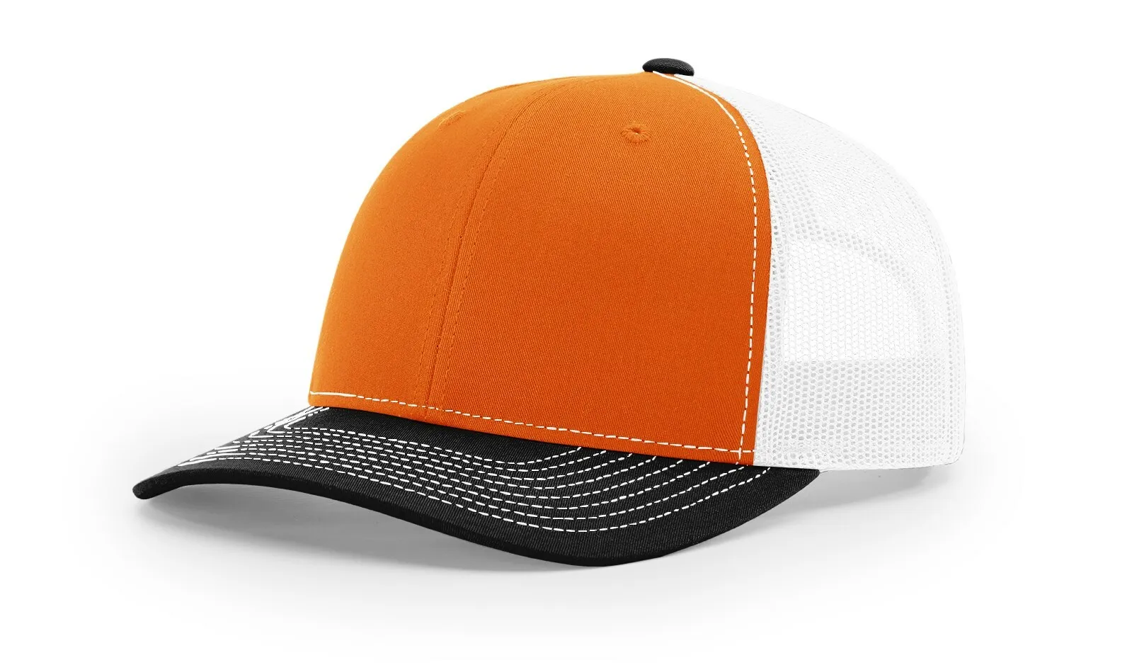 Custom logo embroidered blaze orange hat Richardson 112 mesh trucker hats with semi curved bill Men hunting sports snapback caps