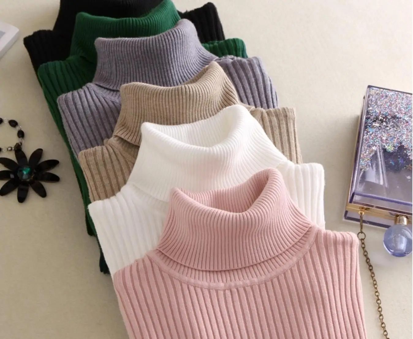 
Amazon Design Autumn Winter Custom Women Sweater Turtleneck Women High Neck Sweaters Girl Knitted Cotton Pullover Sweater 