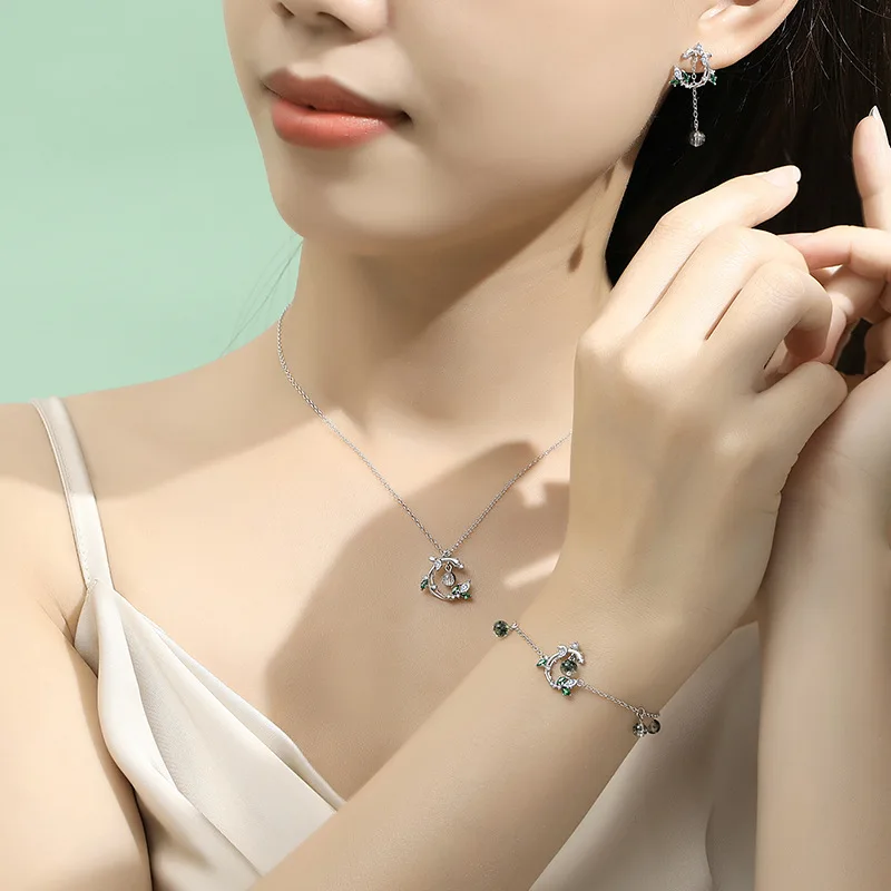 jewelry ladies branch rattan 925 sterling silver crystal necklace sterling silver fashion jewelry pendent necklaces