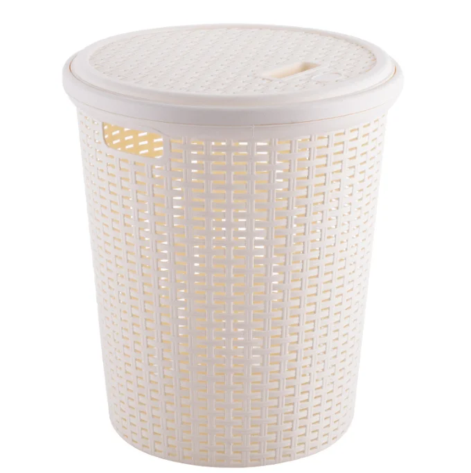 New Style Plastic Woven Basket Rattan Baskets Dirty Clothes Laundry Basket with Lid