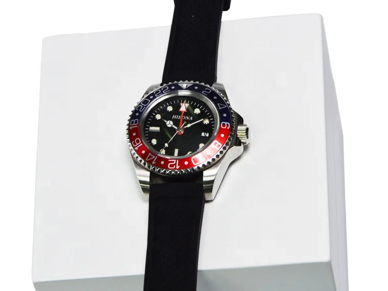 Bi-color bezel NH34 GMT movement Silicone band diving mens automatic diver watch 200m water resistant