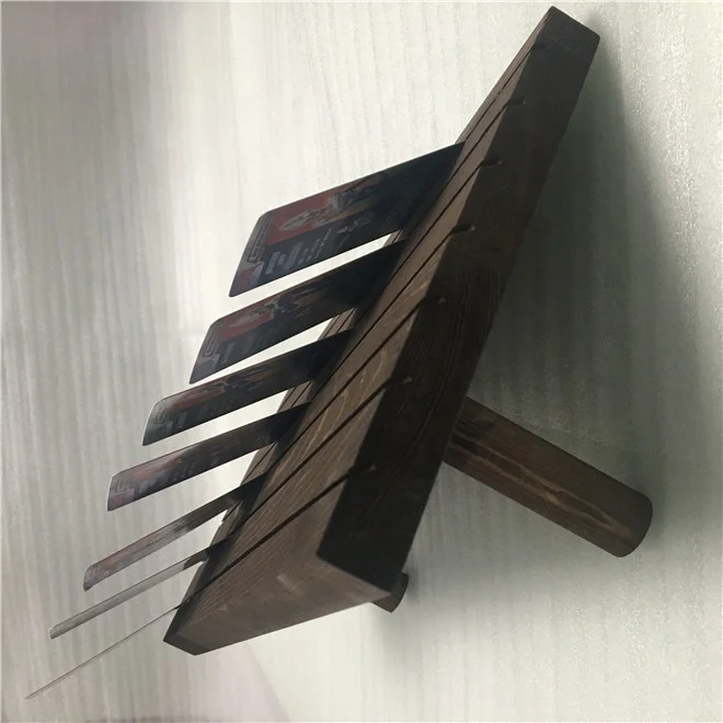 Темное пятно цвет древесины ювелирных изделий серьги карты держатель Подставка для дисплея с двумя колышки на заднюю панель