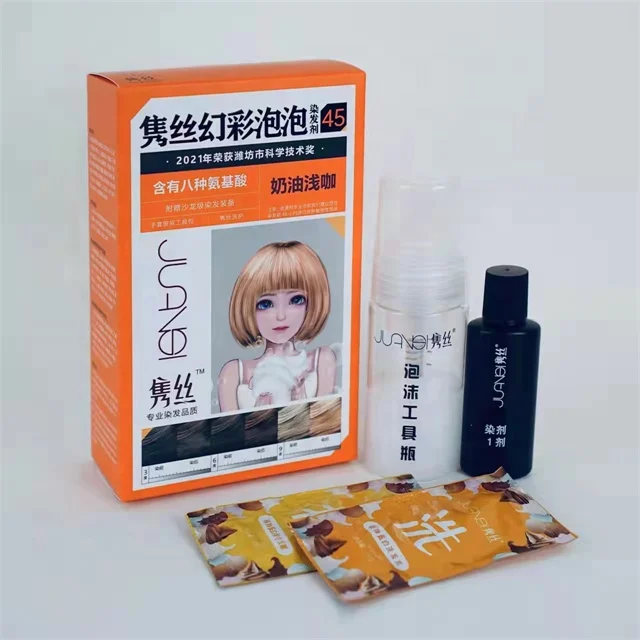 bubble hair dye hair color  DIY at home Factory Price organic herbal hair dye with 8 amino acid