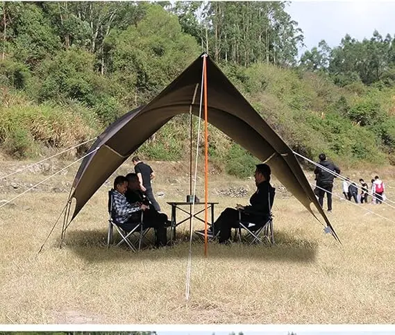 8+Persons Large Space Habib Tent Thickened Black Glue Coated Multi-function Barbecue Sunshade Sunscreen Rainproof Awning Canopy