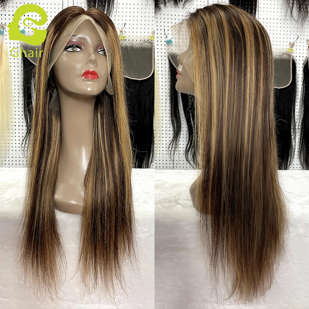 
Ghair 100% human hair unprocessed virgin hair honey blonde highlight wig ombre human hair wig 1b/4/27 bundles 