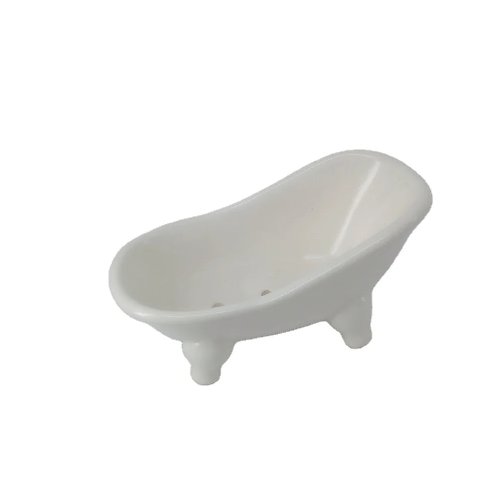 Home decoration Mini white ceramic bathtub soap dish or flower planter pot
