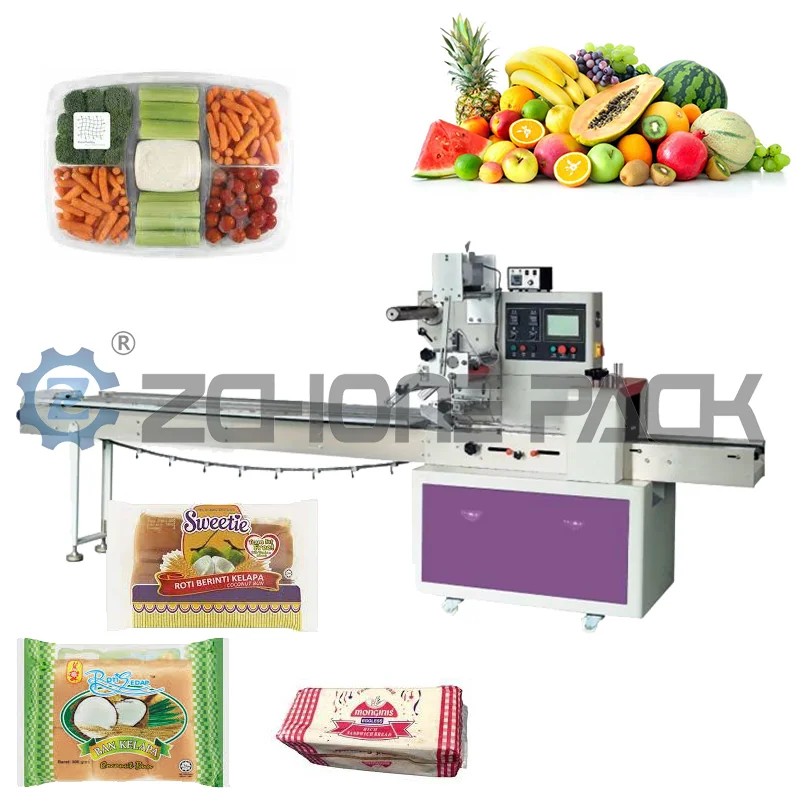 Fully automatic horizontal wrapping flow pack packing machine Vegetable Bread Ice Cream Mask packaging machine