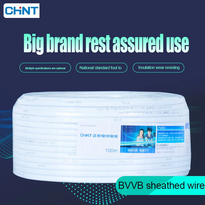 Chint BVVB household two core protective sleeve line white flat copper core line