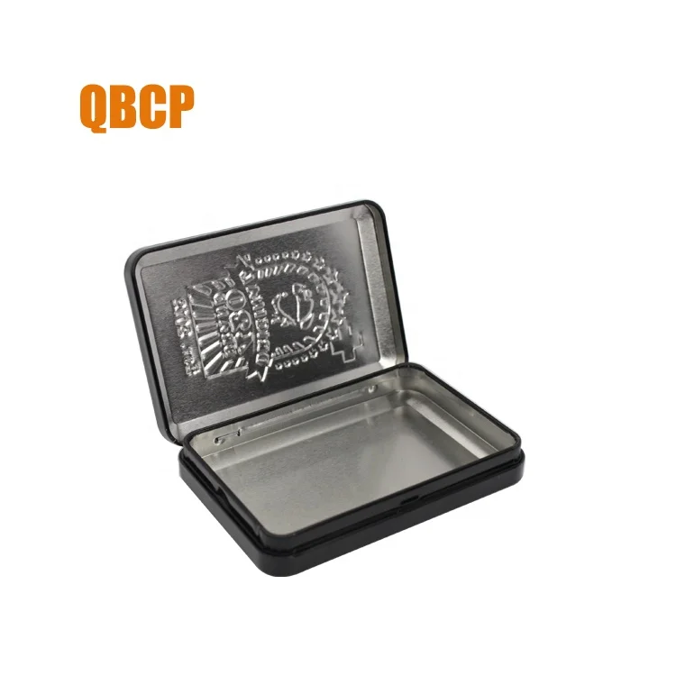 hinged rectangular tobacco tin box with custom logo