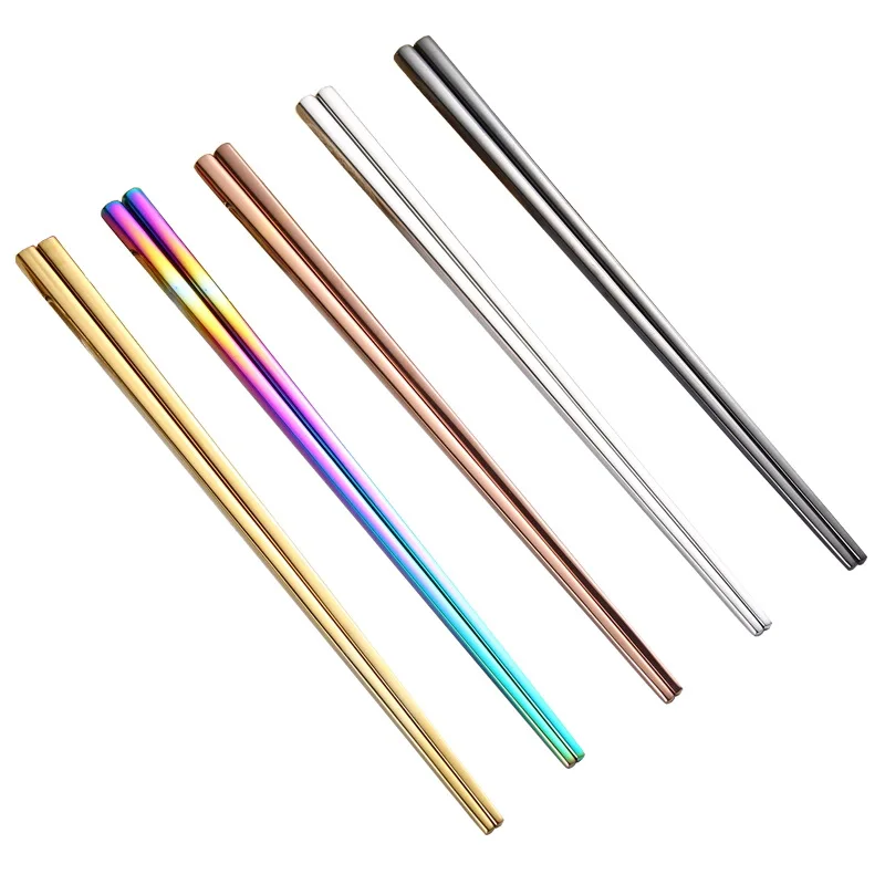 
Reusable Eco Friendly High Quality Stainless Steel Colorful Chopsticks 