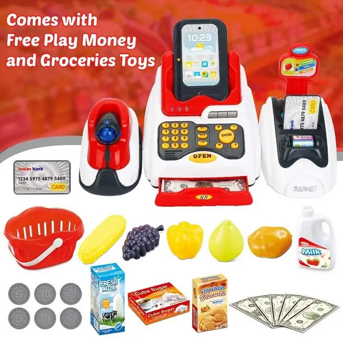 Supermarket Toy Kids Cash Register Set Credit Card Machine Toy