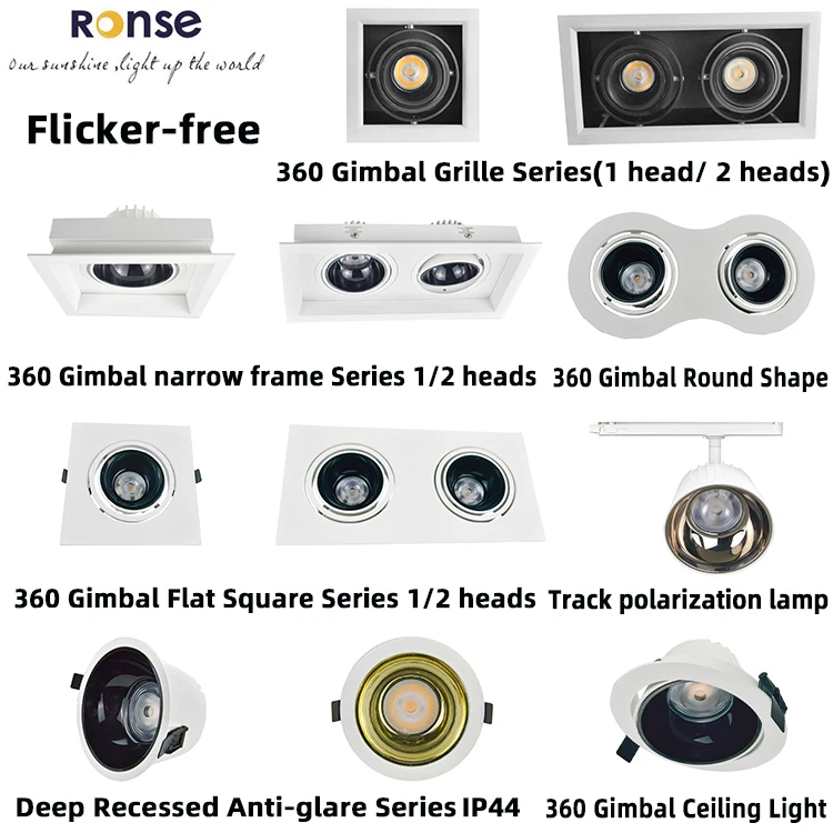 RONSE Recessed Cob 2*10w 2*20w 3*10w 3*20w Cob Home Grille Lamps Spot-it 360 Adjustable Grille Led Light Showroom Grille Lights