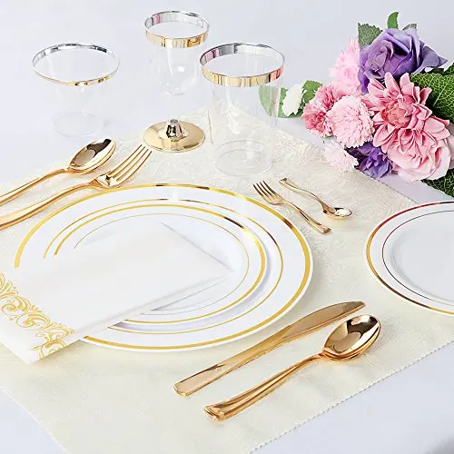 
Plastic Cup with Gold Rim Wedding Disposable Plastic Cups 