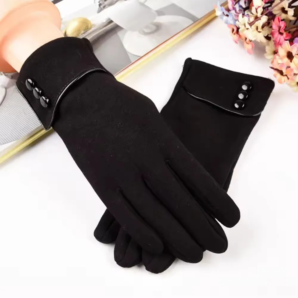 Portable Ladies Fashion Outdoor Cashmere Hand Gloves for Women Touch Screen Gloves velvet Winter Warm Long black Gloves