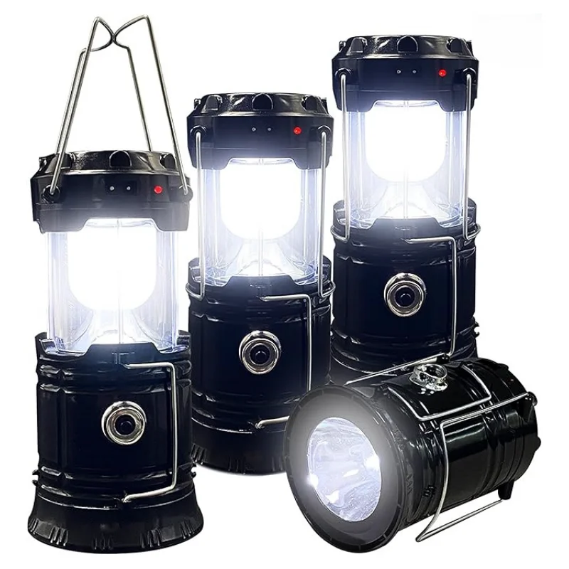 Collapsible Portable LED Camping Lantern Lightweight Waterproof USB Rechargeable LED Flashlight Solar Emergency Light