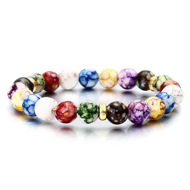 IRLIN 7 Chakra Reiki Healing Stone Balance Energy Volcanic Lava Stone Amethyst Bracelet Rock Stone Bracelet
