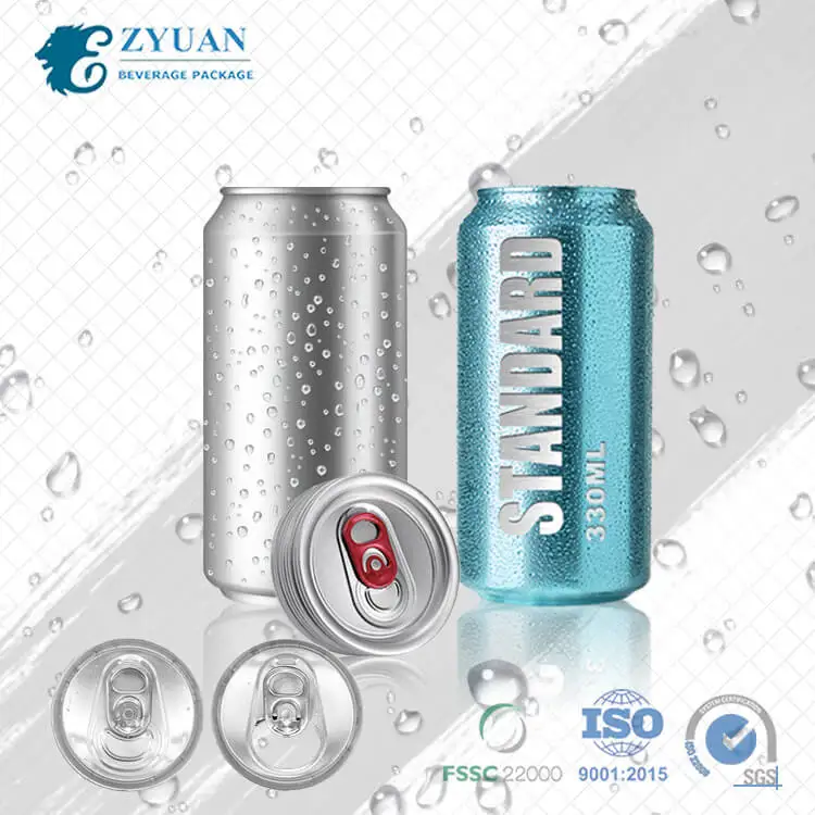 Wholesale custom color/logo packaging round aluminum drinking can with lid