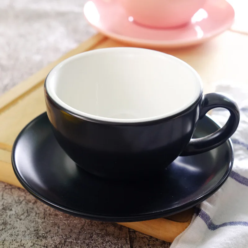 
4/8/12oz High quality factory colorful matte or glossy cappuccino latte espresso coffee cup saucer set with dish and spoon 