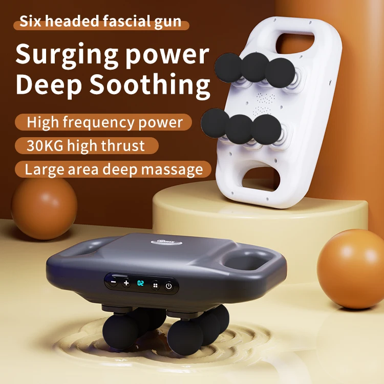 Type-C Handle Heated Warm Head Fascial Gun Muscle Massage Gun 30 speed Vibration Cordless Massager Deep Tissue Massage Gun