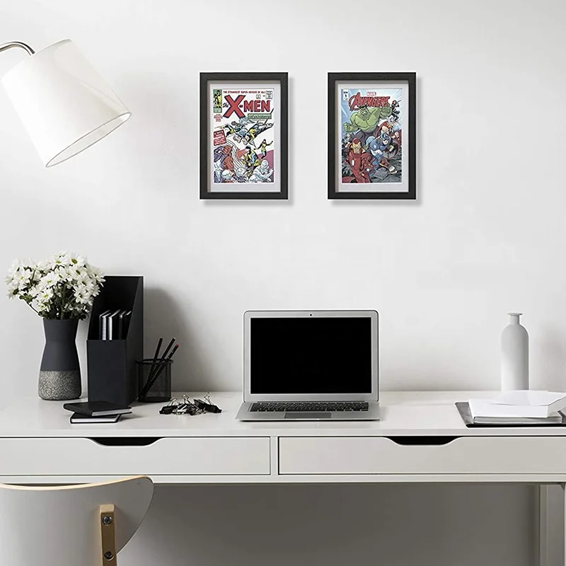 Креативная настенная вешалка MDF 8x12 дюймов рамка для коллекционеров художественных комиксов с белым ковриком рамка для комиксов