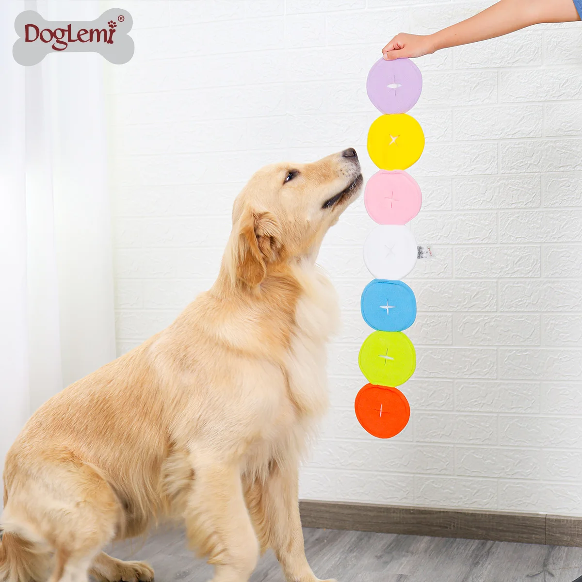 Colorful macaron IQ training chewing plush toy ,puzzle toys for dog