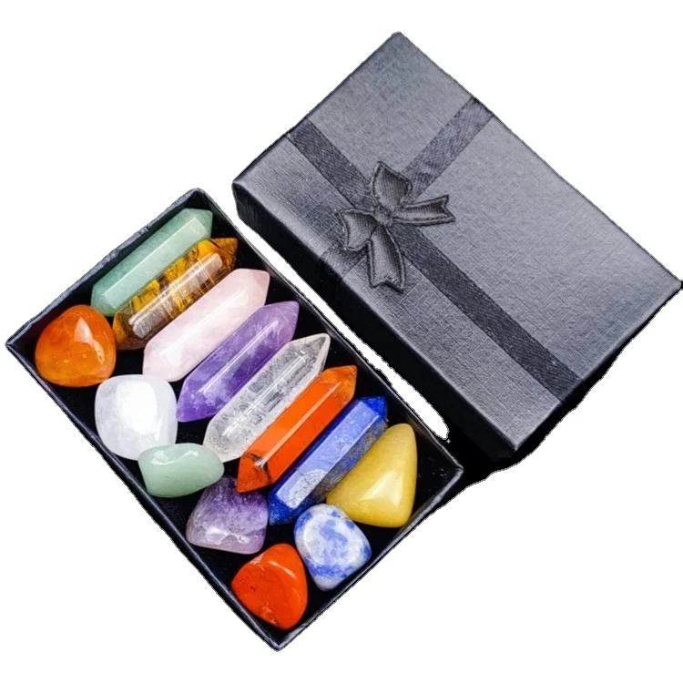 Chakra Healing Stone Set Reiki Yoga Meditation Healing Balancing Irregular Crytal 7 Chakra Kit With Gemstones Pendant Necklace
