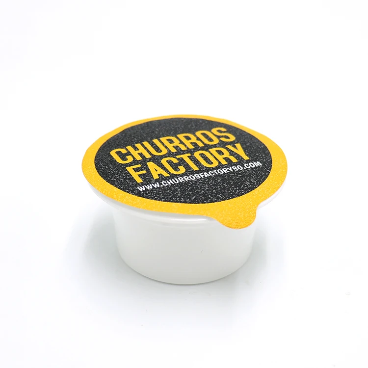 40g Disposable Plastic Garlic Honey Chocolate Sauce Cup container With Custom Printed Logo Aluminum Foil Heat Sealing Lids