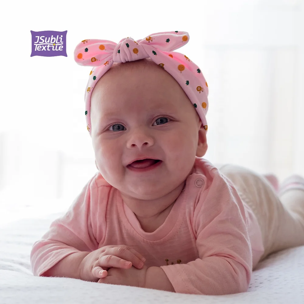 JSubli Textile Custom 5.5*65cm Multi Color Heat Press Sublimation Blank Polyester Girls Hair Butterfly Bows Baby Headband