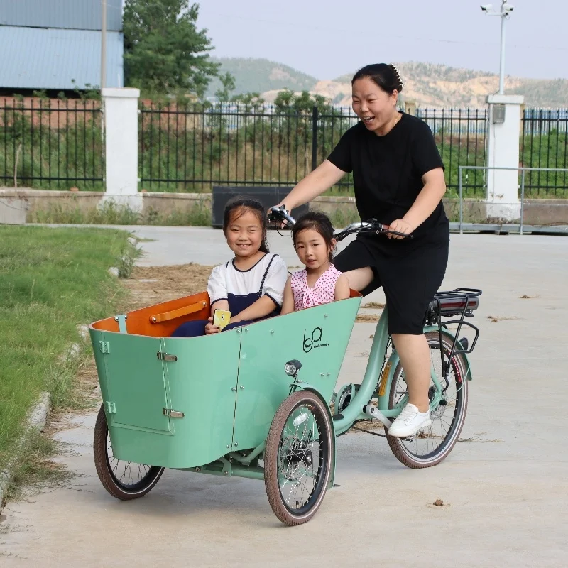 Front Kids Baby Seats Fashion Electric Family Cargo Bikes with Rain cover