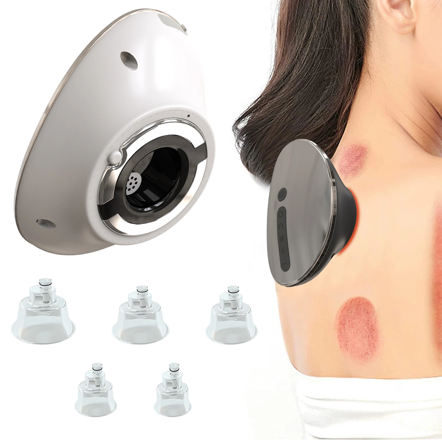 Ems  Red Light Chinese Portable Smart Silicone Vacuum Suction Electric Cupping Cups Therapy Product Device  6 Piece Equipment